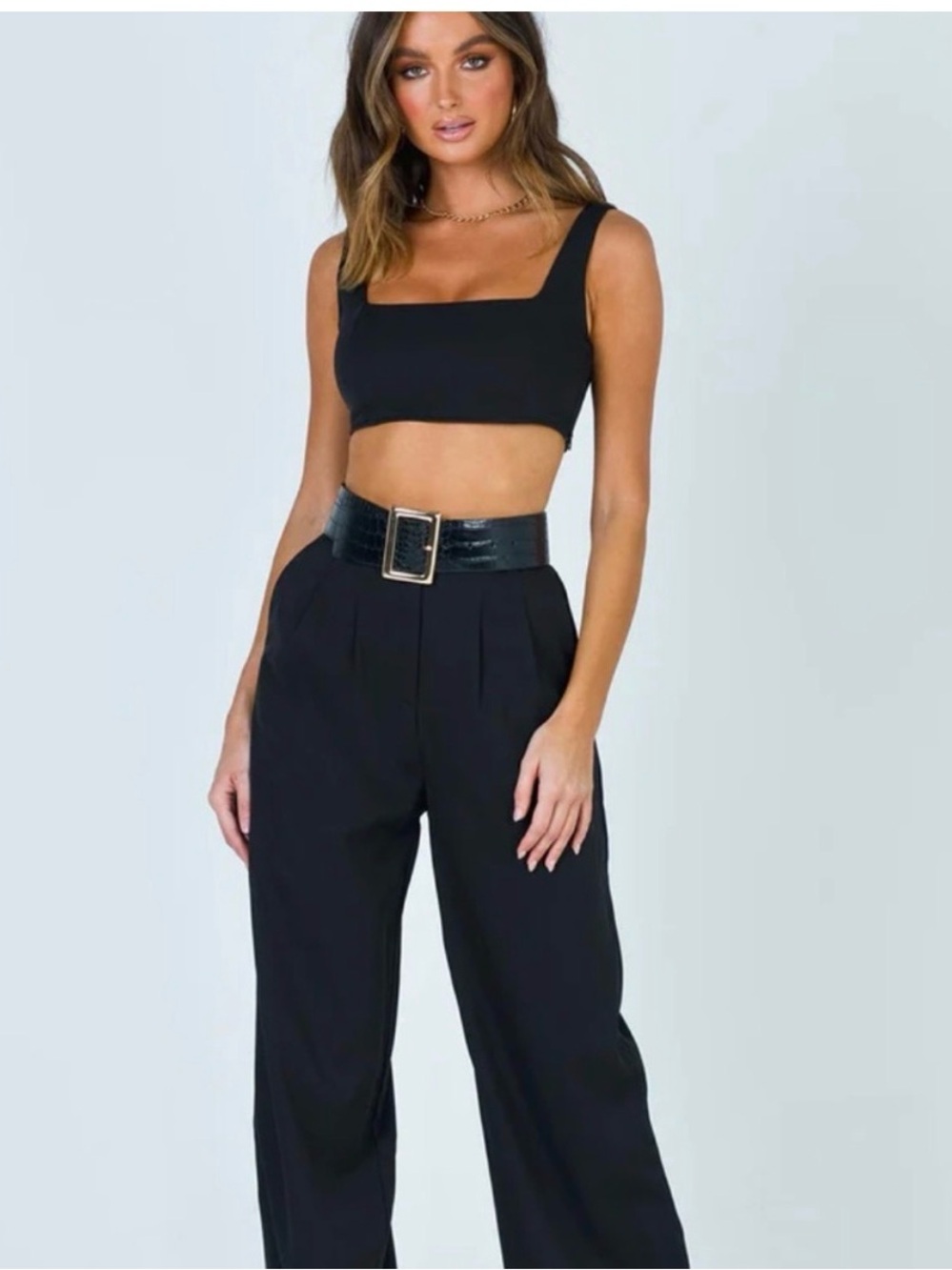 Princess Polly Huxley set Women's High-Waist Wide Leg Pants in Black
